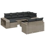 vidaXL Salon de jardin 11 Pièces avec coussins gris résine tressée