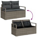 Canapé de jardin 3 pièces avec coussins gris poly rattan