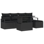 Ensemble de Canapés de Jardin 6 Pièces avec Coussins Noir Rattan Poly