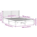 vidaXL Cadre de lit Marron cire 135 x 190 cm Bois massif en pin