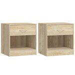 vidaXL Table de chevet 2 Pièces avec tiroir Couleur de chêne