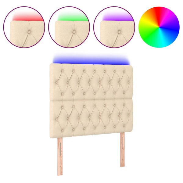 vidaXL Tête de lit à LED Crème 100x7x118/128 cm Tissu