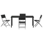 vidaXL Ensemble de salle à manger pour jardin Pliant 5 Pièces Noir