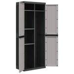 vidaXL Armoire de rangement d'extérieur gris et noir 65x37x165 cm PP
