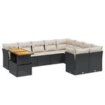 vidaXL Salon de jardin 10 Pièces avec coussins noir résine tressée
