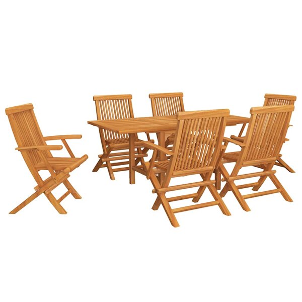 vidaXL Salon de jardin 7 Pièces Bois de teck massif
