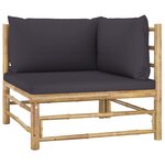 vidaXL Salon de jardin 6 Pièces avec coussins gris foncé bambou