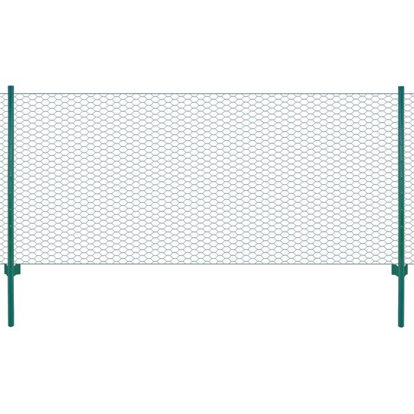 vidaXL Clôture en grillage métallique avec poteaux Acier 25x0 5 m Vert