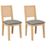 vidaXL Chaises à manger coussins 2 Pièces bois massif caoutchouc
