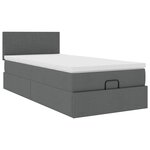 vidaXL Lit ottoman avec matelas gris foncé 90x200 cm tissu