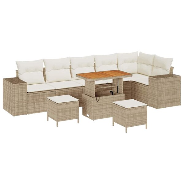 vidaXL Ensemble de canapé de jardin 9 Pièces Beige et crème polyrotin