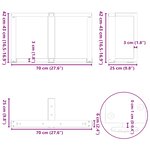 vidaXL Pieds de table basse en T  2 pièces  anthracite  70 x 25 x (42-43) cm  acier