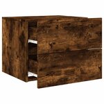 vidaXL Tables de chevet murales avec lumières LED 2 Pièces chêne fumé