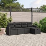 vidaXL Salon de jardin 5 Pièces avec coussins noir résine tressée
