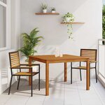 vidaXL Ensemble de salle à manger pour jardin 3 Pièces Noir Poly rotin