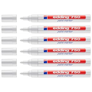 Marqueur Peinture 750 Blanc Pointe Ronde 2-4 mm x 6 EDDING