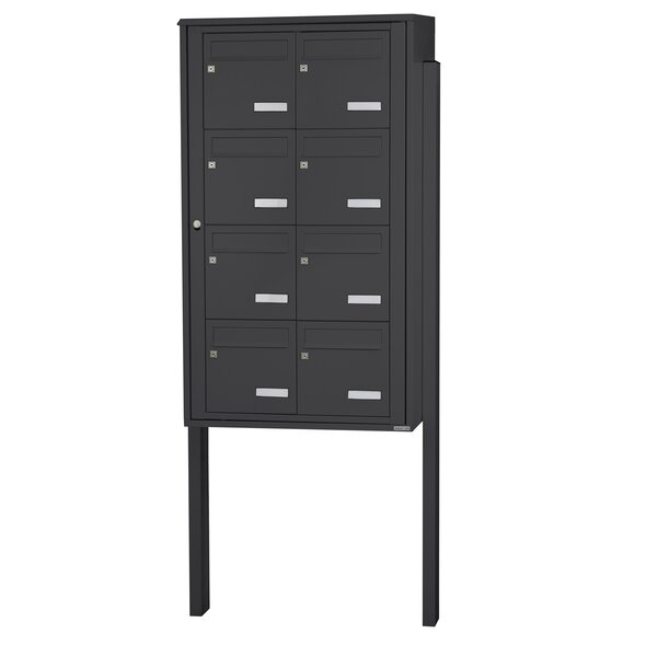 Bloc collectif Leabox  2x4  grade 3  simple face  Extérieur  fixation sur pieds à sceller   gris anthracite RAL 7016 finition brillante