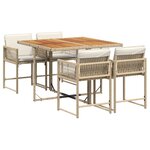 vidaXL Ensemble à manger de jardin avec coussins 5Pièces Beige poly rotin