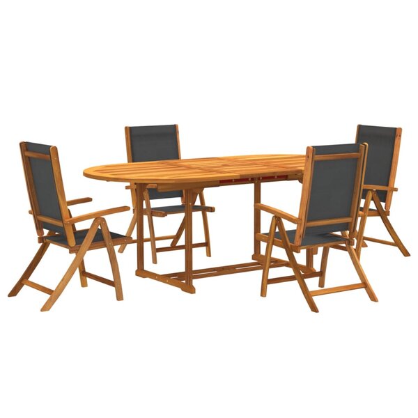 vidaXL Ensemble à manger de jardin 5Pièces bois d'acacia solide textilène