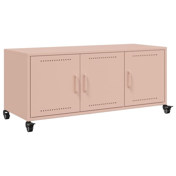 vidaXL Meuble TV rose 100 5x39x43 5 cm acier