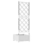 vidaXL Bac à fleurs avec Treillis Blanc 40 x 40 x 125.5 cm PP