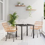 vidaXL Ensemble de Salle à Manger de Jardin 3 Pièces en Rattan Poly Brun