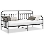 vidaXL Cadre de lit de jour avec tête de lit Noir 107 x 203 cm Acier