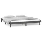 vidaXL Cadre de lit à LED sans matelas gris 120x190 cm bois massif