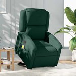 vidaXL Fauteuil inclinable de massage électrique vert foncé velours