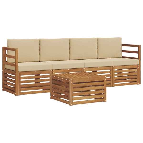 vidaXL Ensemble de canapés d'extérieur 5 pc Naturel et Beige