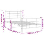 vidaXL Cadre de lit métal sans matelas et pied de lit blanc 100x200 cm