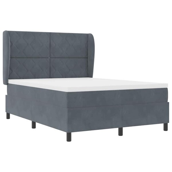 vidaXL Lit à ressorts avec matelas gris foncé 140x200 cm en velours