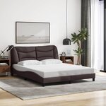 vidaXL Cadre de lit avec lumières LED marron foncé 160x200 cm tissu