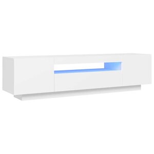 vidaXL Meuble TV avec lumières LED blanc 160x35x40 cm