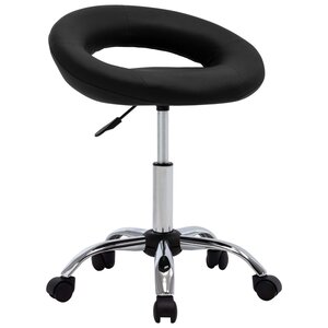 vidaXL Chaise de travail roulante Noir Similicuir