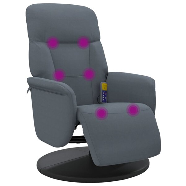 vidaXL Fauteuil inclinable de massage repose-pied gris foncé velours