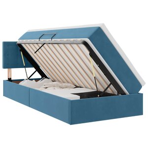 vidaXL Lit de Rangement avec matelas Bleu foncé 100 x 200 cm Velours