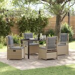 vidaXL Ensemble de salle à manger de jardin 5 pièces Beige Rattan Poly