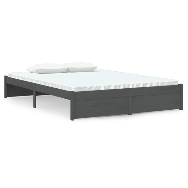 vidaXL Cadre de lit sans matelas gris bois massif 140x200 cm
