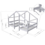 Lit cabane VILLY 2 places 90 x 160 gris