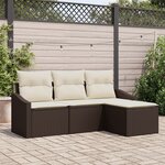 vidaXL Ensemble de Canapé de Jardin 4 pièces avec Coussins en Poly Rattan Marron