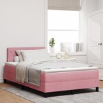 vidaXL Lit à ressort avec matelas & LED rose 120x190 cm en velours
