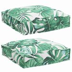 vidaXL Coussins de palette pour siège  2 pièces  motif de feuilles  40 x 40 x 8 cm  tissu Oxford.