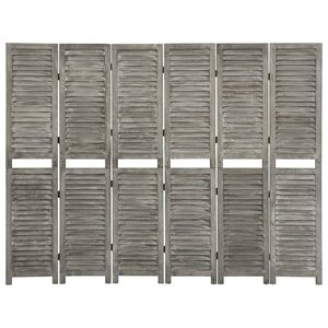 vidaXL Cloison de séparation 6 panneaux Gris 214x166 cm Bois solide