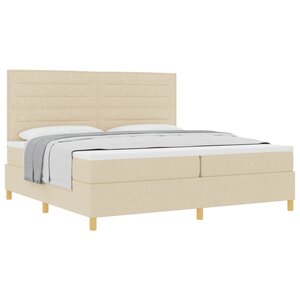 vidaXL Lit à ressorts avec matelas Crème 200 x 200 cm tissu