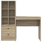 vidaXL Bureau avec tiroir avec étagère 2 Pièces Chêne Sonoma