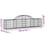 vidaXL Paniers à gabions arqués 2 Pièces 200x30x40/60 cm Fer galvanisé