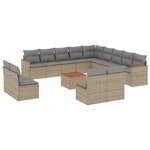 vidaXL Salon de jardin et coussins 14 Pièces mélange beige résine tressée