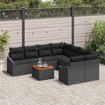 vidaXL Ensemble de canapé de jardin 9 Pièces Noir