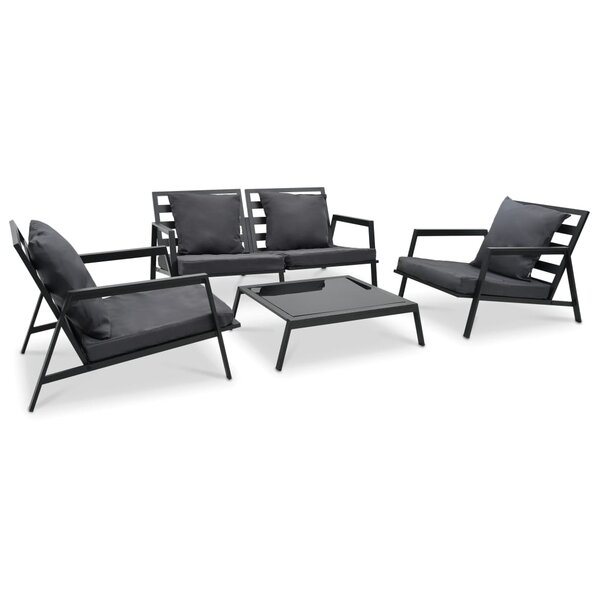 vidaXL Salon de jardin 4 Pièces avec coussins Aluminium Gris foncé